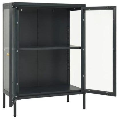 Kumode, Antracītpelēka, 75X35X105 Cm, Tērauds Un Stikls