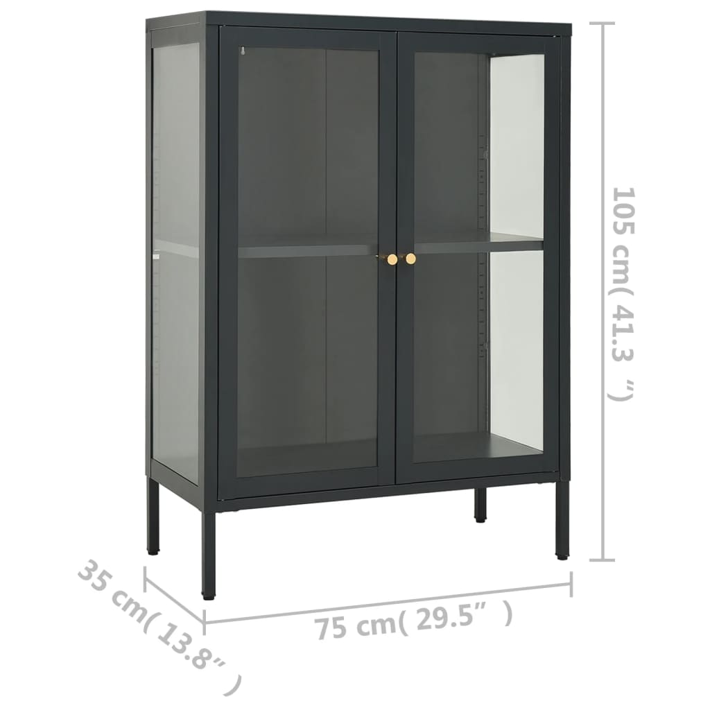 Kumode, Antracītpelēka, 75X35X105 Cm, Tērauds Un Stikls
