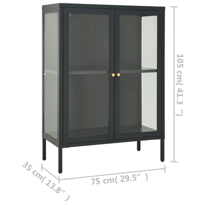 Kumode, Antracītpelēka, 75X35X105 Cm, Tērauds Un Stikls