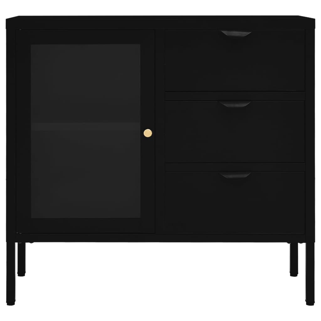 Kumode, , 75X35X70 Cm, Tērauds Un Rūdīts Stikls