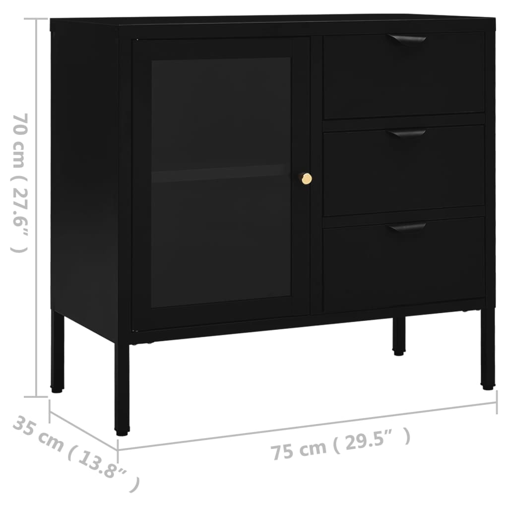 Kumode, , 75X35X70 Cm, Tērauds Un Rūdīts Stikls
