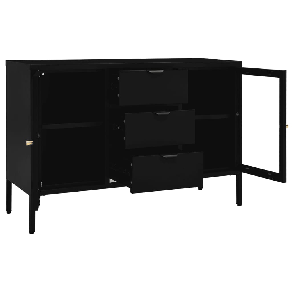 Kumode, , 105X35X70 Cm, Tērauds Un Rūdīts Stikls