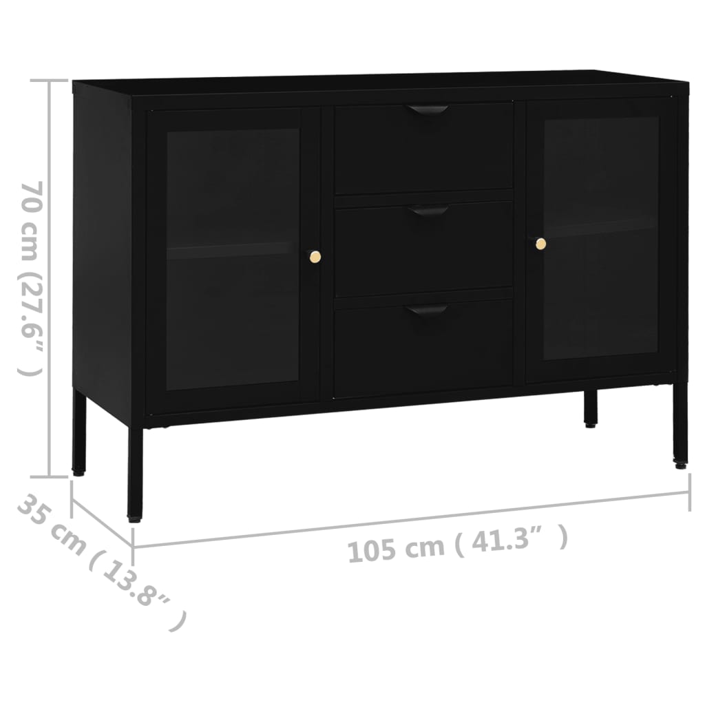 Kumode, , 105X35X70 Cm, Tērauds Un Rūdīts Stikls