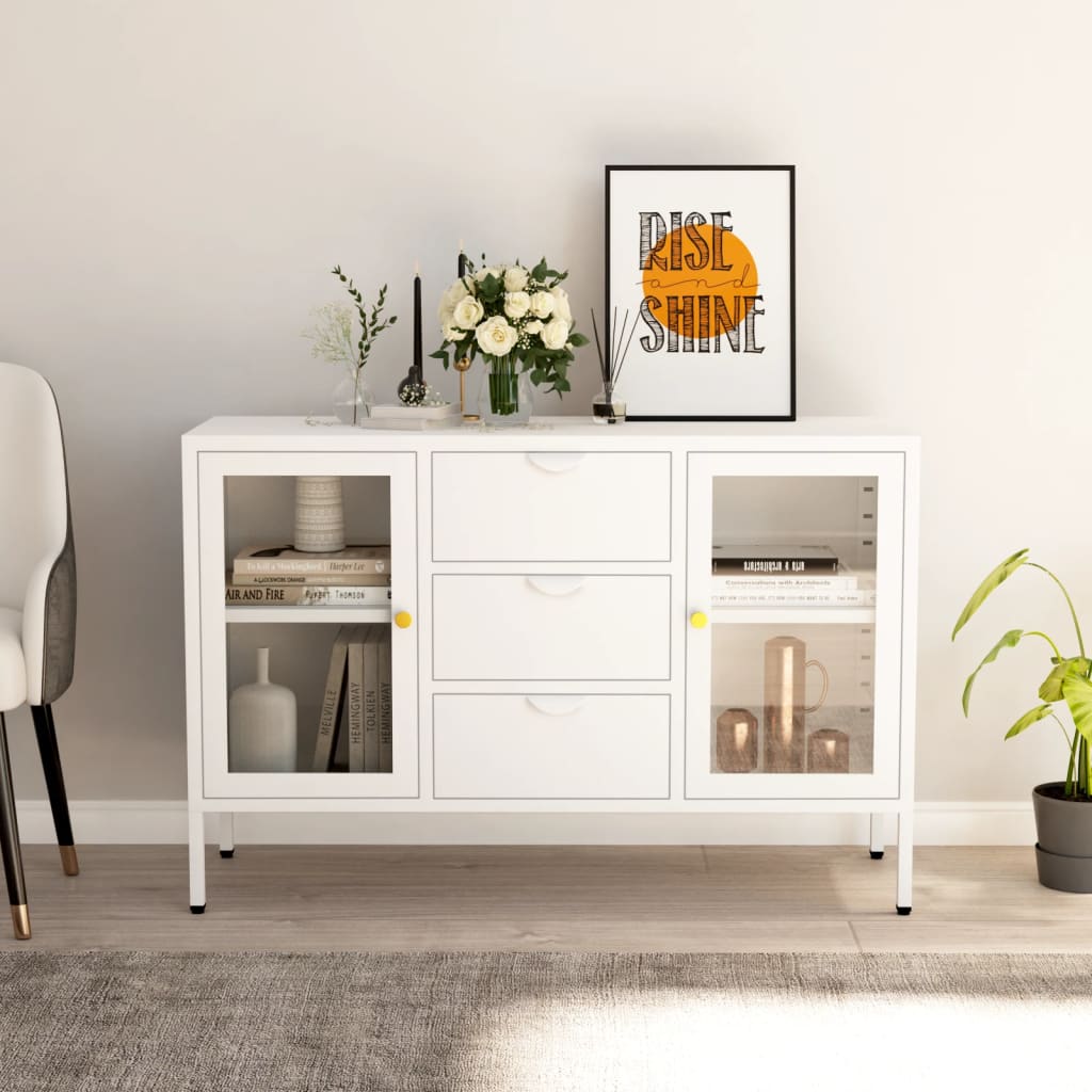 Kumode, , 105X35X70 Cm, Tērauds Un Rūdīts Stikls