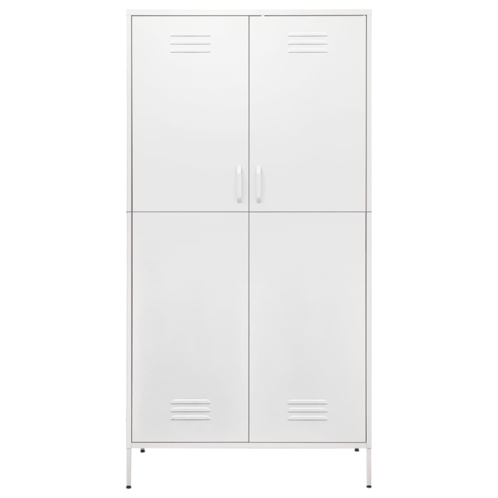 Skapis, 90X50X180 Cm, Tērauds, Balts