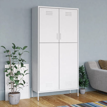 Skapis, 90X50X180 Cm, Tērauds, Balts