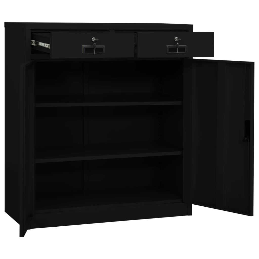 Biroja Skapis, 90X40X102 Cm, Melns, Tērauds