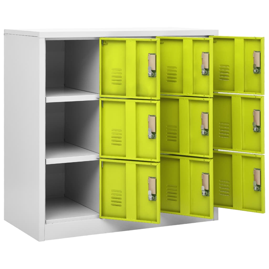 Ģērbtuves Skapis, 90X45X92,5 Cm, Tērauds, Gaiši Pelēks Un Zaļš Gaiši Pelēka Un Zaļa