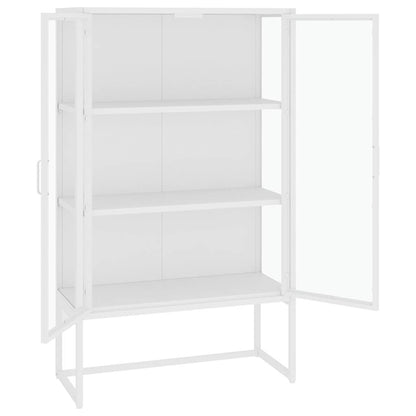 Augstais Skapītis, Balts, 80X35X135 Cm, Tērauds, Rūdīts Stikls
