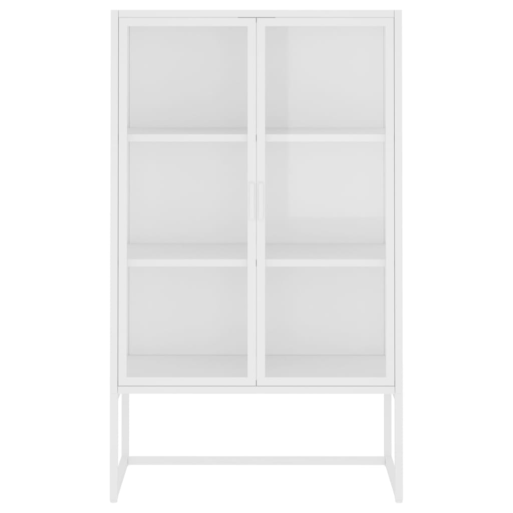 Augstais Skapītis, Balts, 80X35X135 Cm, Tērauds, Rūdīts Stikls