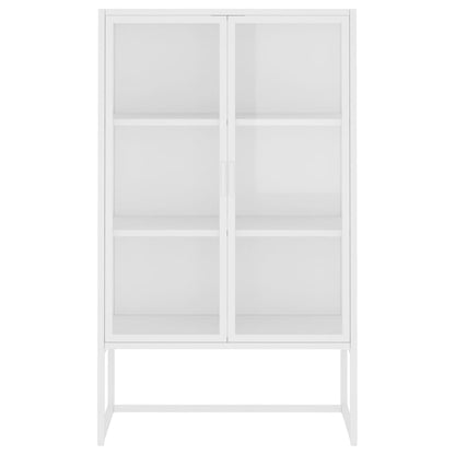 Augstais Skapītis, Balts, 80X35X135 Cm, Tērauds, Rūdīts Stikls