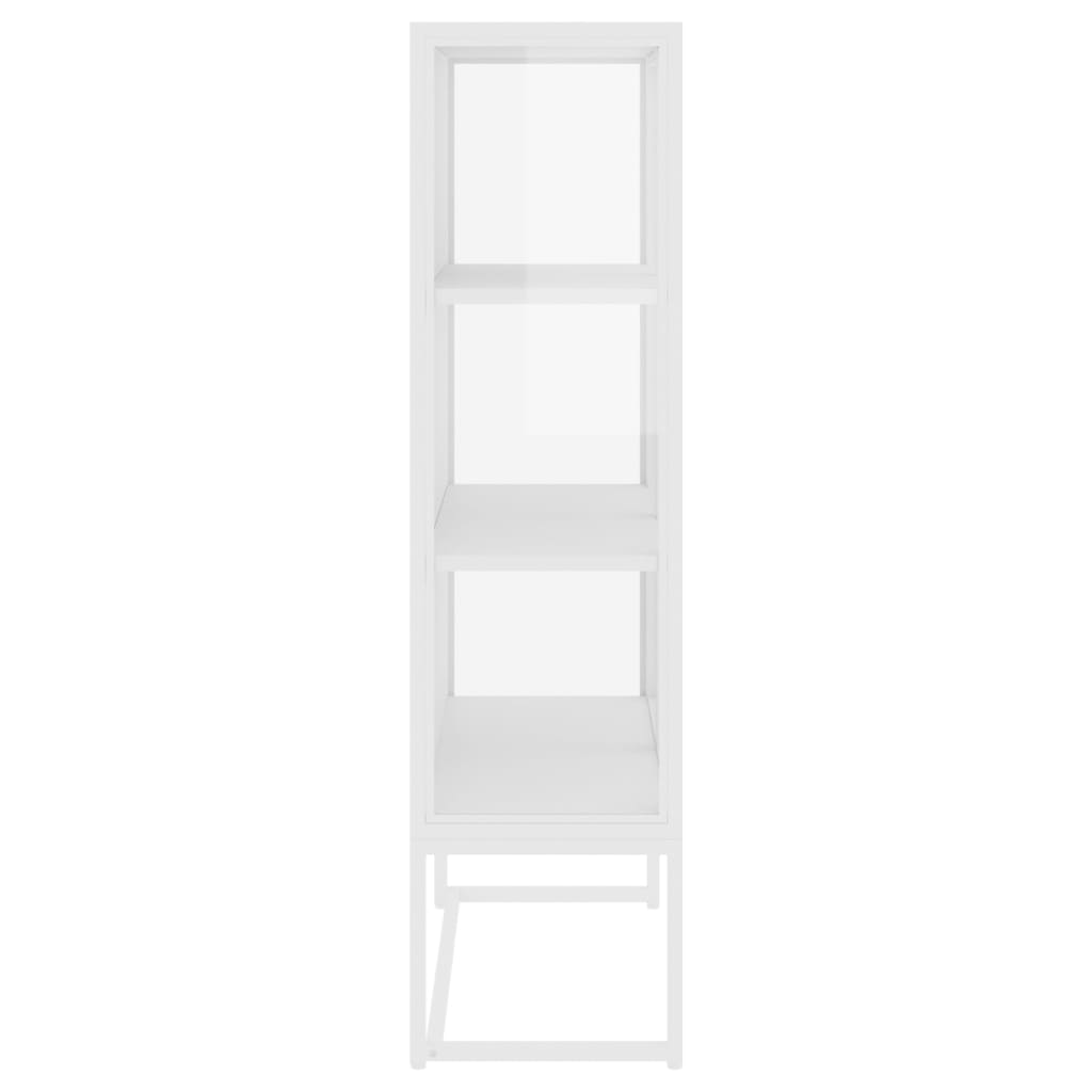 Augstais Skapītis, Balts, 80X35X135 Cm, Tērauds, Rūdīts Stikls