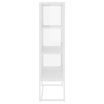 Augstais Skapītis, Balts, 80X35X135 Cm, Tērauds, Rūdīts Stikls