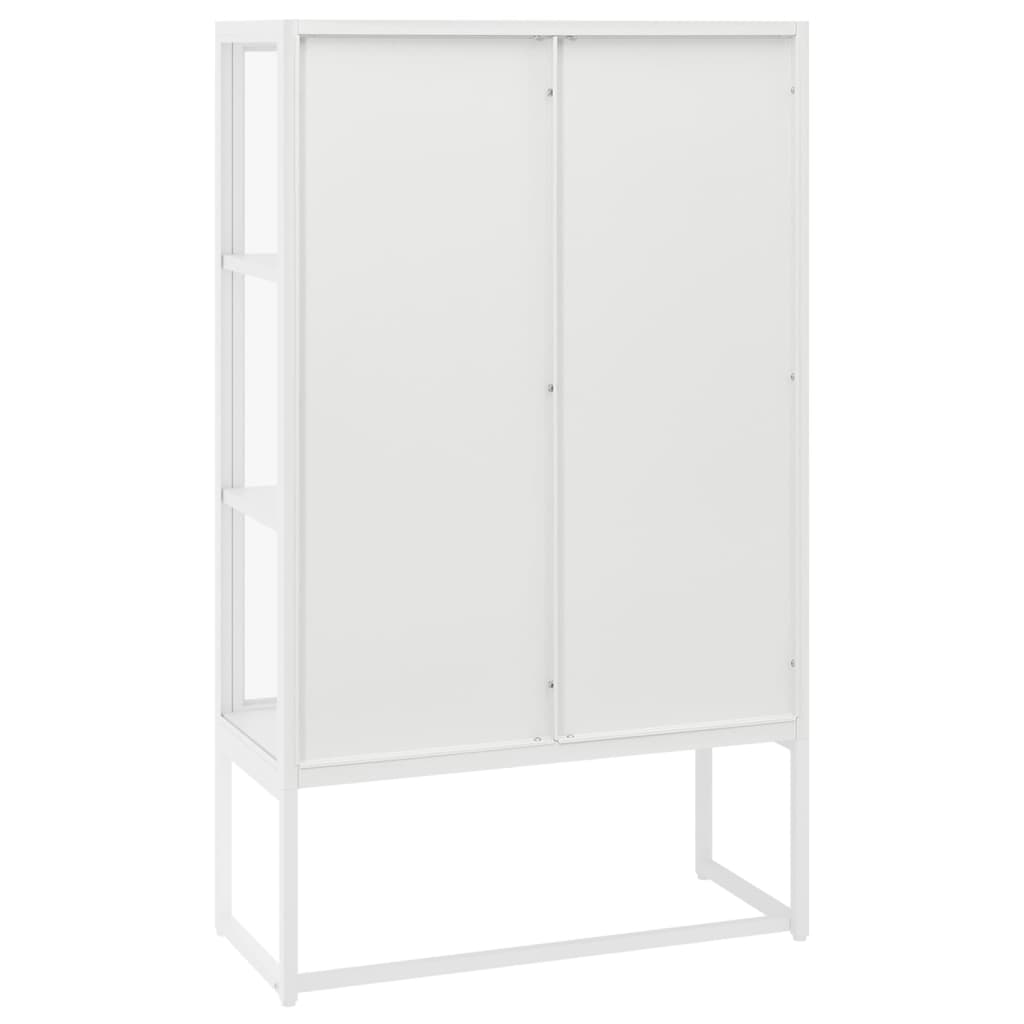 Augstais Skapītis, Balts, 80X35X135 Cm, Tērauds, Rūdīts Stikls