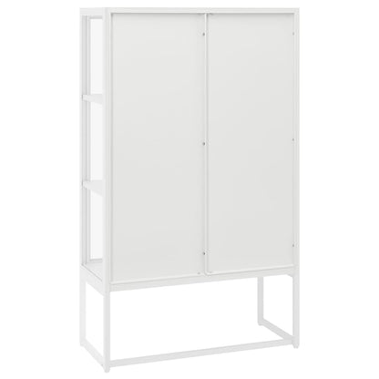 Augstais Skapītis, Balts, 80X35X135 Cm, Tērauds, Rūdīts Stikls