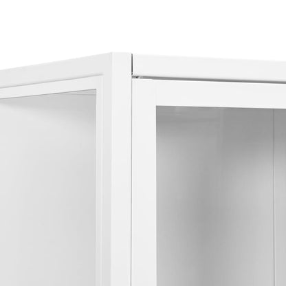 Augstais Skapītis, Balts, 80X35X135 Cm, Tērauds, Rūdīts Stikls