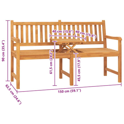 Trīsvietīgs Dārza Sols Ar Galdiņu, 150 Cm, Masīvs Tīkkoks