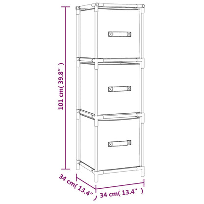 Plaukts Ar 3 Auduma Groziem, Pelēks, 34X34X101 Cm, Tērauds