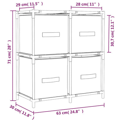 Plaukts Ar 4 Auduma Groziem, Bēšs, 63X30X71 Cm, Tērauds
