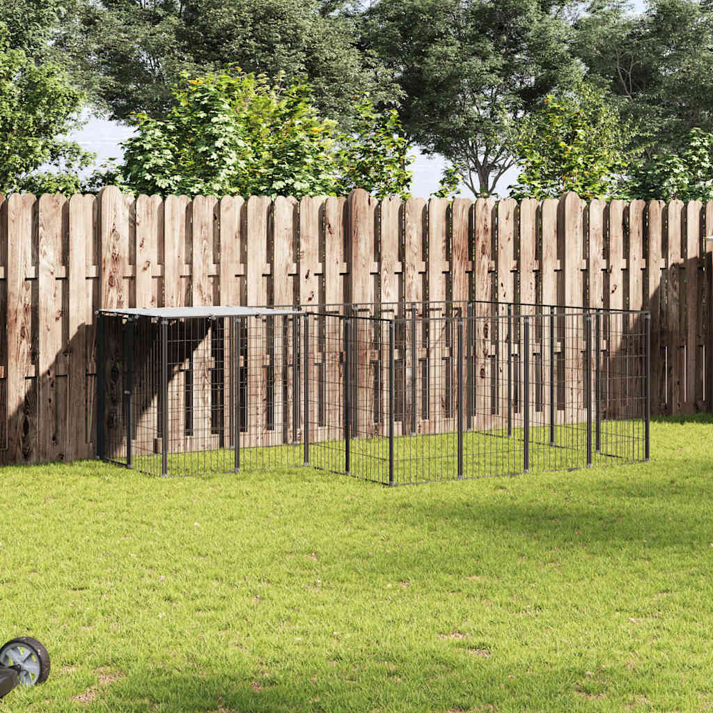 Suņu Voljērs, Melns, 8,47 M², Tērauds