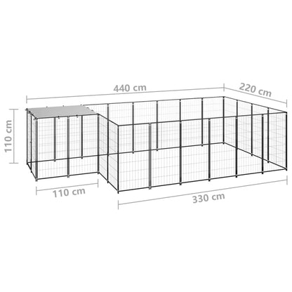 Suņu Voljērs, Melns, 8,47 M², Tērauds