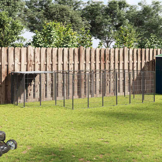 Suņu Voljērs, Melns, 8,47 M², Tērauds