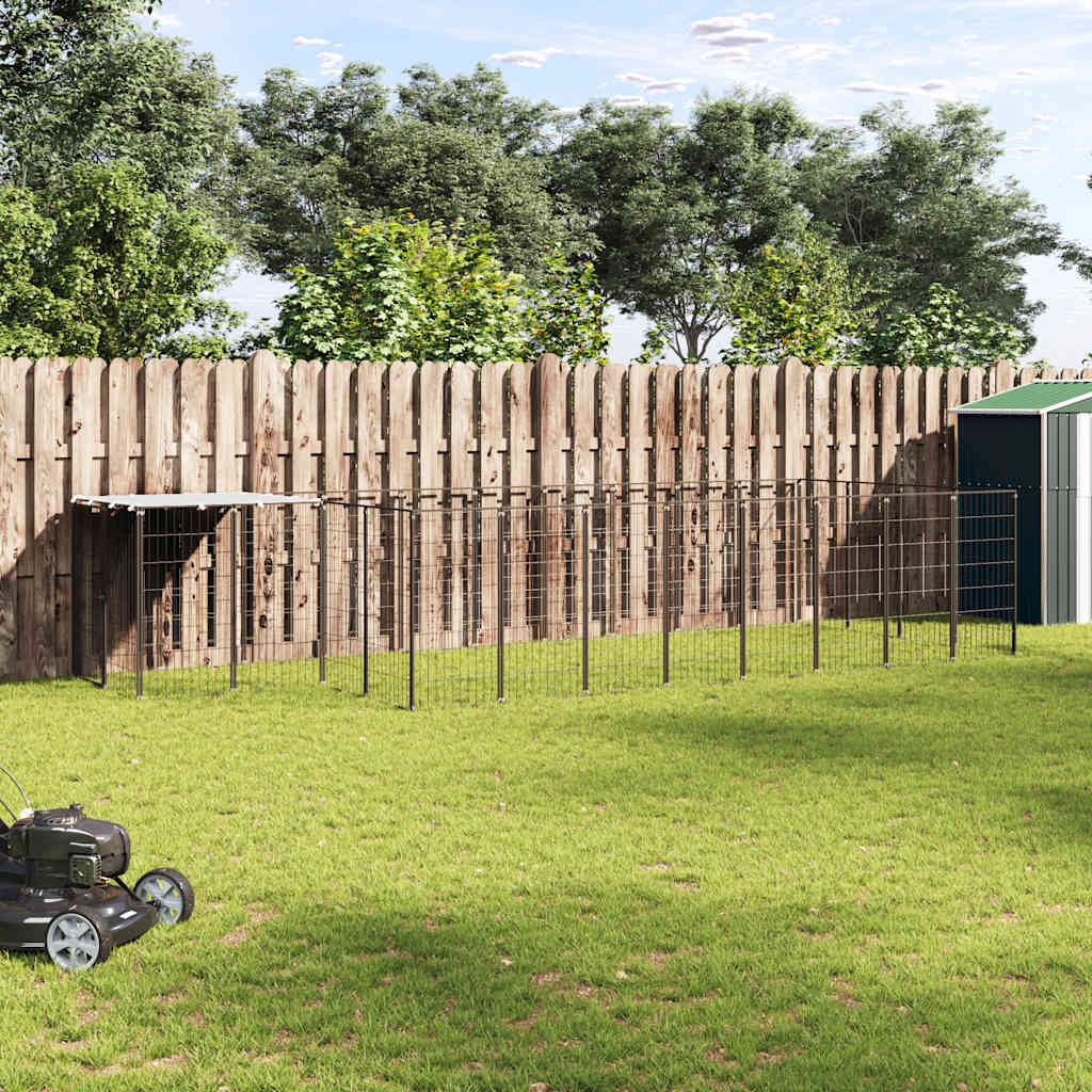 Suņu Voljērs, Melns, 8,47 M², Tērauds