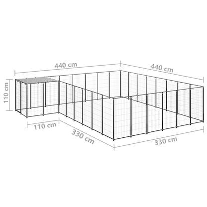 Suņu Voljērs, 15,73 M², Tērauds, Melns