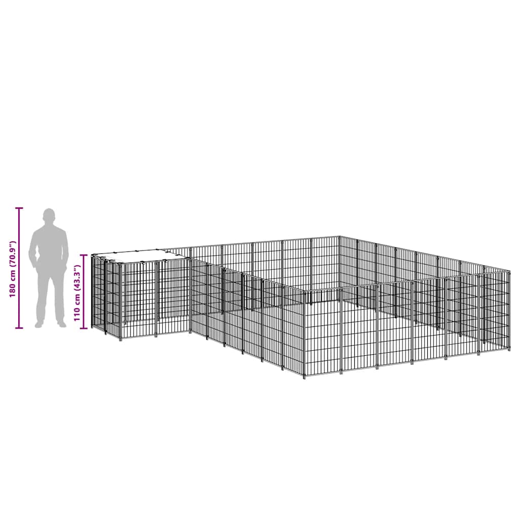Suņu Voljērs, 15,73 M², Tērauds, Melns