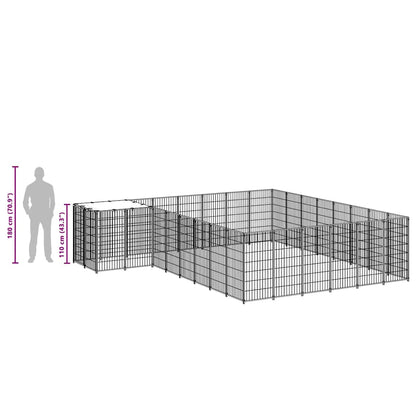Suņu Voljērs, 15,73 M², Tērauds, Melns