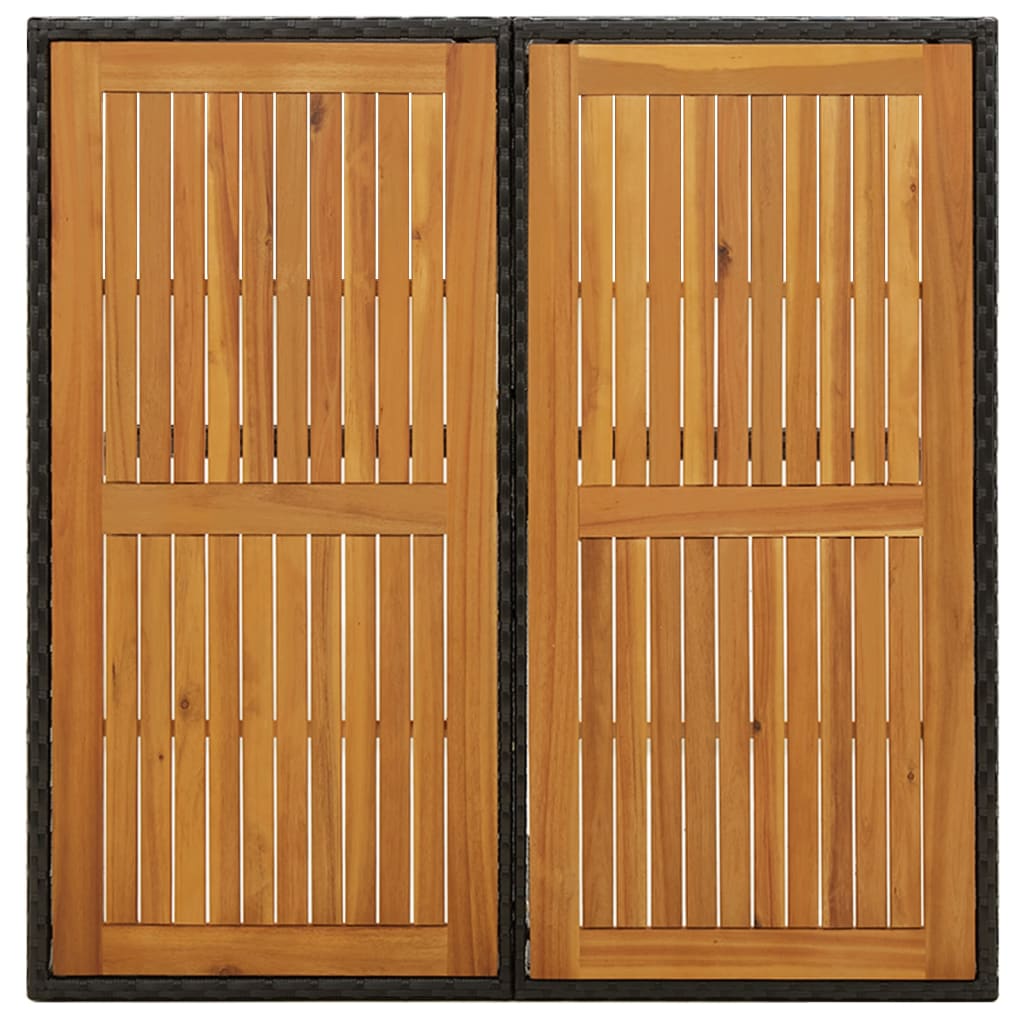 Dārza Galds, Melns, 109X107X74Cm, Pe Rotangpalma, Akācijas Koks