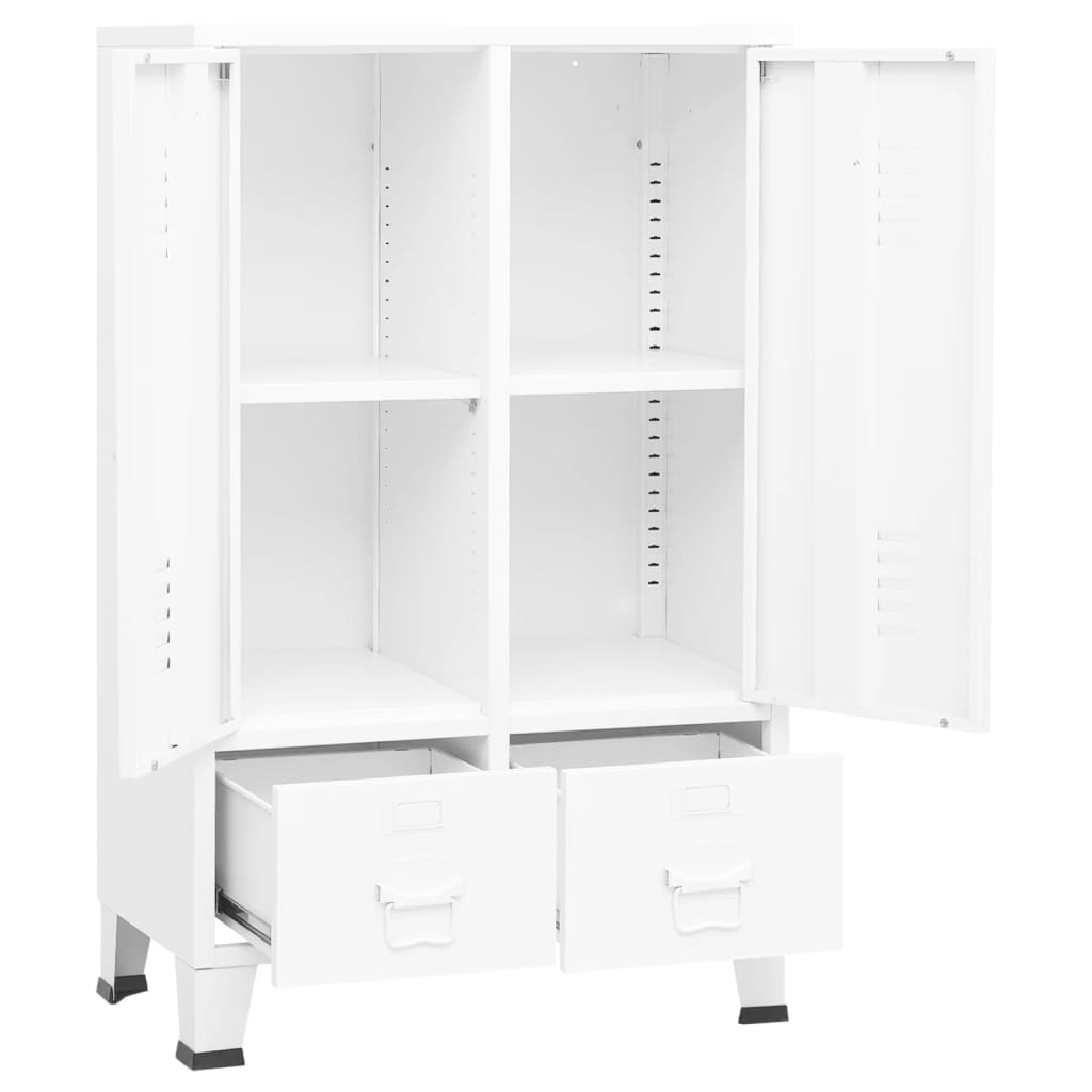 Skapis, 67X35X107 Cm, Industriāls Dizains, Tērauds, Balts