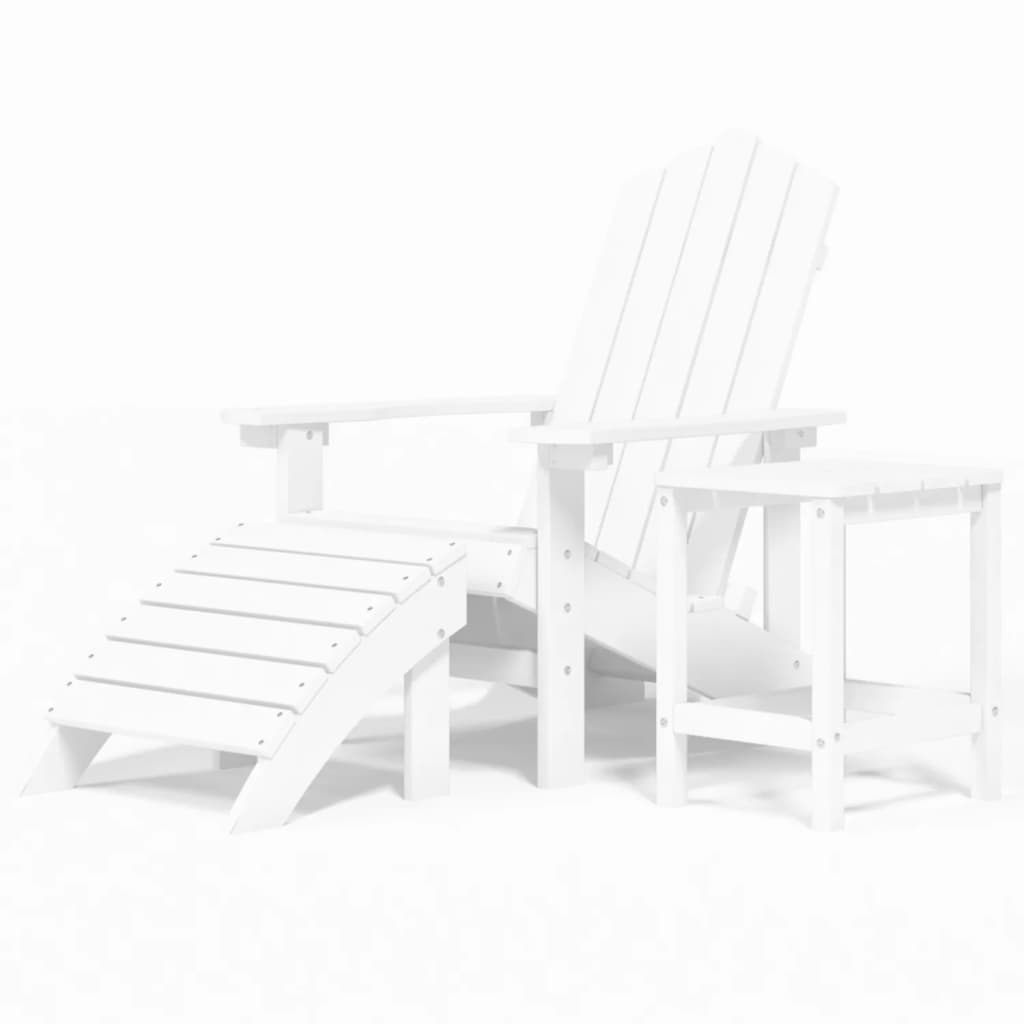 Dārza Krēsls Ar Galdiņu Un Kājsoliņu, Hdpe, Balts