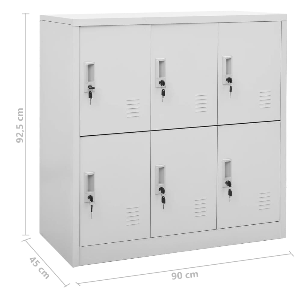 Ģērbtuves Skapji, 5 Gab., 90X45X92,5 Cm, Tērauds, Gaiši Pelēki Gaiši Pelēka