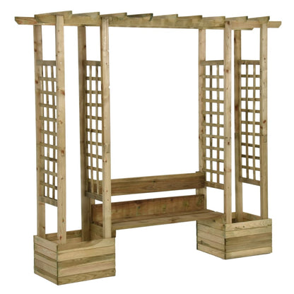 Dārza Pergola Ar Solu Un Puķu Kastēm, Impregnēts Priedes Koks