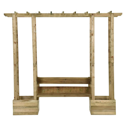 Dārza Pergola Ar Solu Un Puķu Kastēm, Impregnēts Priedes Koks