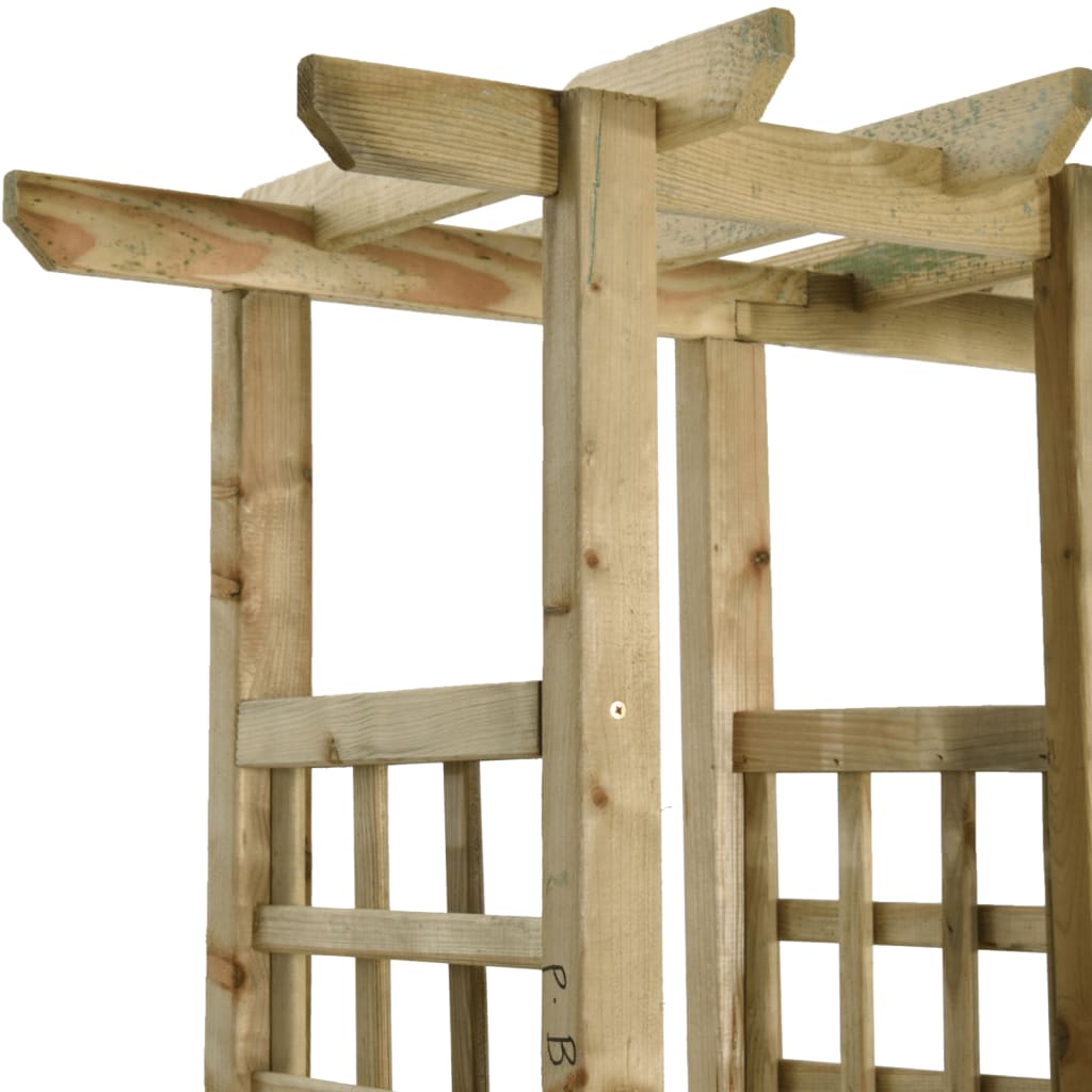 Dārza Pergola Ar Solu Un Puķu Kastēm, Impregnēts Priedes Koks