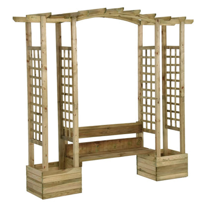 Dārza Pergola Ar Solu Un Puķu Kastēm, Impregnēts Priedes Koks