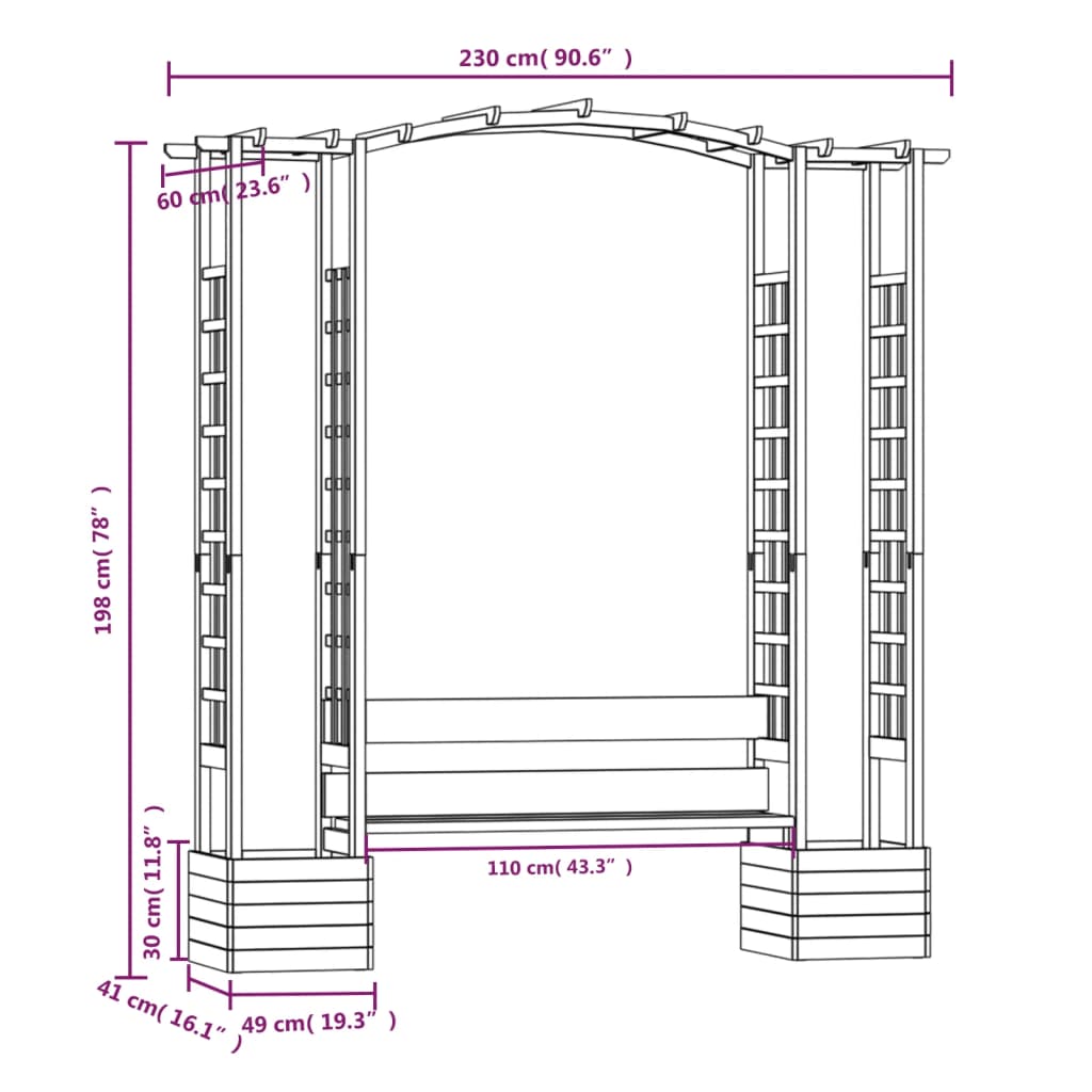 Dārza Pergola Ar Solu Un Puķu Kastēm, Impregnēts Priedes Koks
