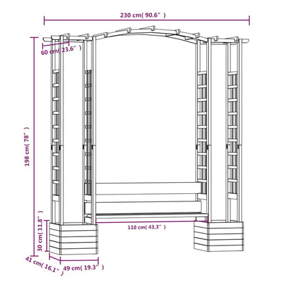 Dārza Pergola Ar Solu Un Puķu Kastēm, Impregnēts Priedes Koks