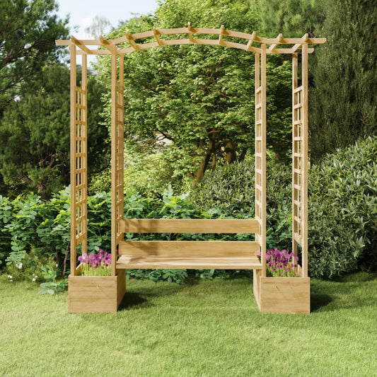 Dārza Pergola Ar Solu Un Puķu Kastēm, Impregnēts Priedes Koks