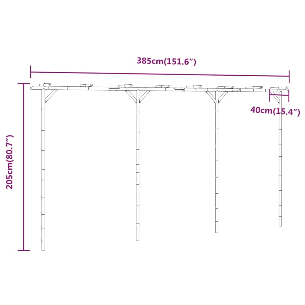 Pergola, 385X40X205 Cm, Bambuss