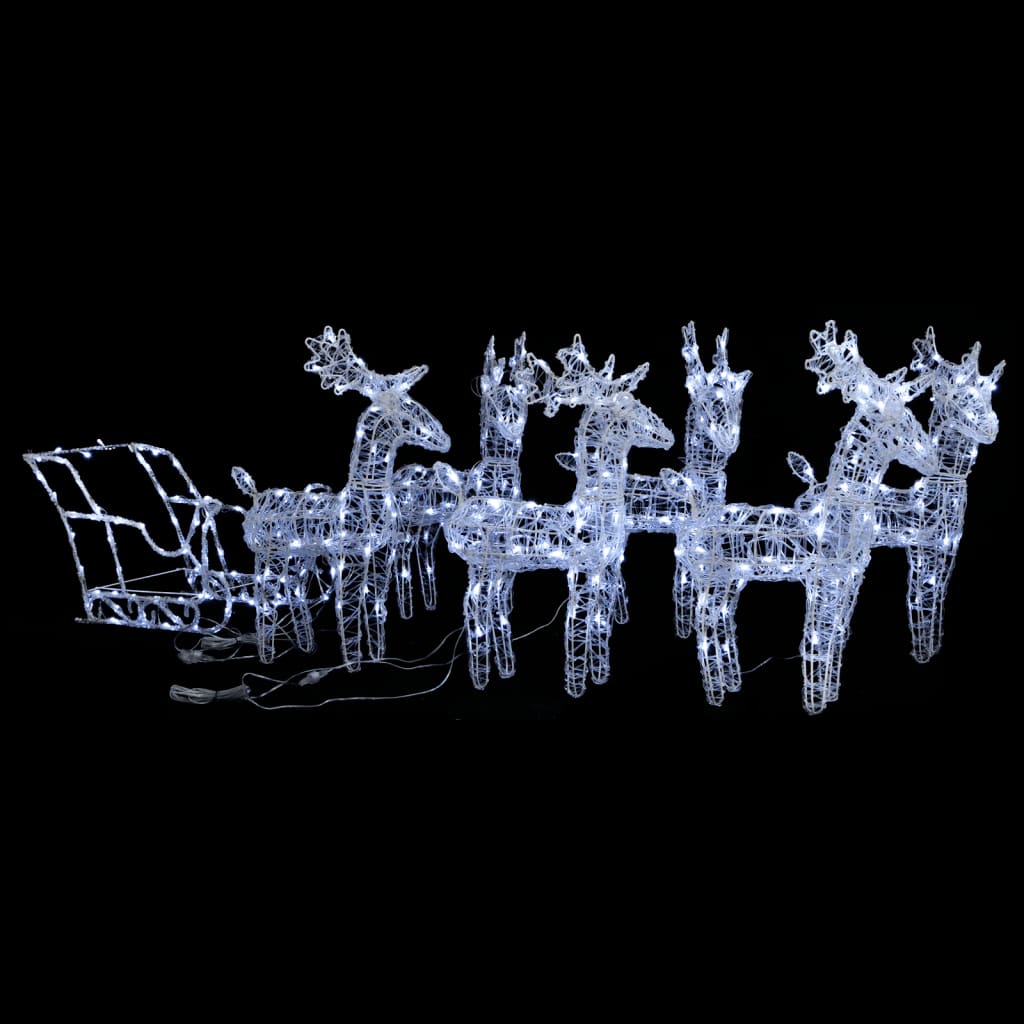 Ziemassvētku Dekorācija, Ziemeļbrieži, Kamanas, 160 Led, 130 Cm