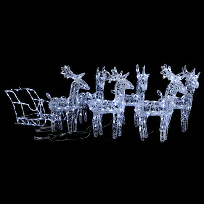 Ziemassvētku Dekorācija, Ziemeļbrieži, Kamanas, 160 Led, 130 Cm