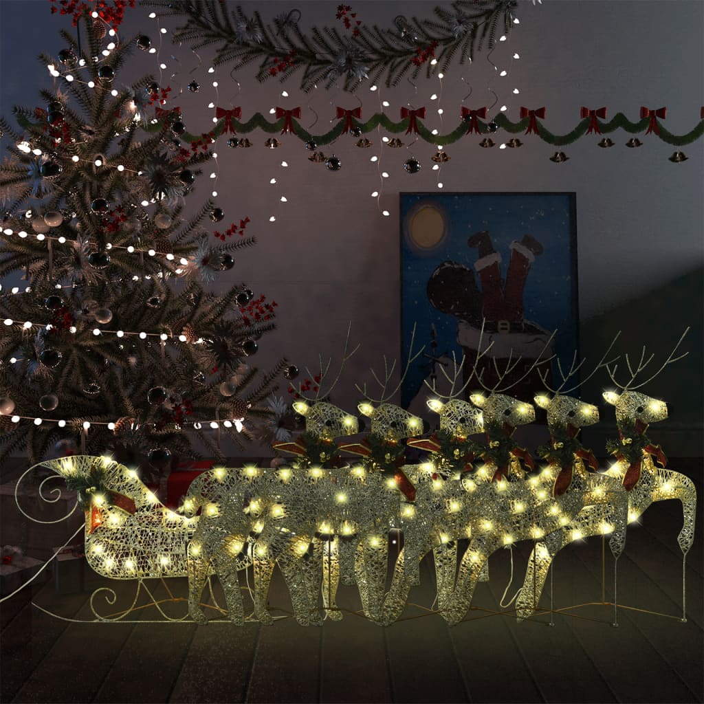 Ziemassvētku Dekorācija, Ziemeļbrieži Un Kamanas, 100 Led