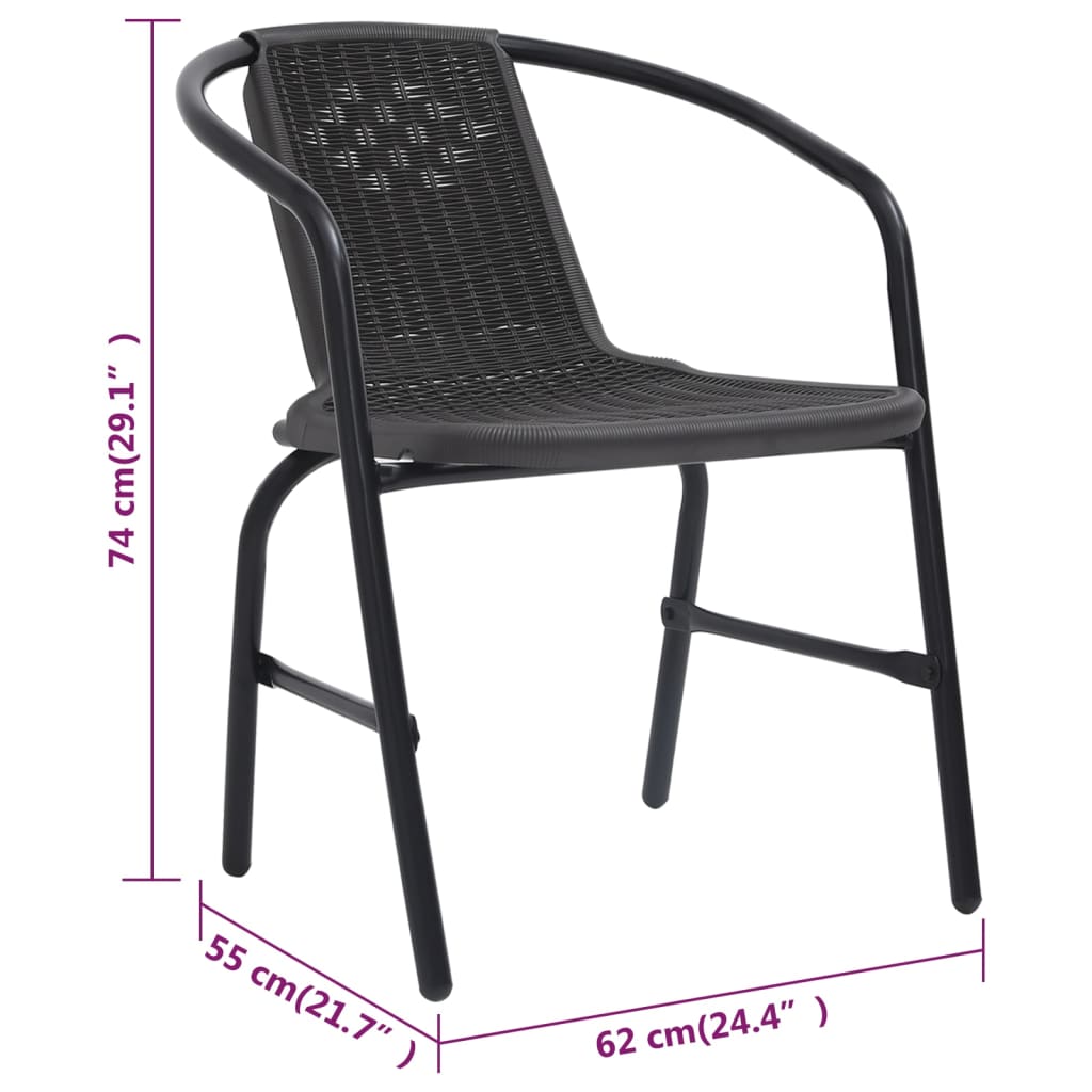 Dārza Krēsli, 4 Gab., Plastmasas Rotangpalma, Tērauds, 110 Kg