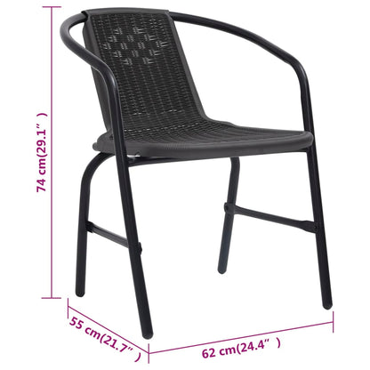 Dārza Krēsli, 4 Gab., Plastmasas Rotangpalma, Tērauds, 110 Kg