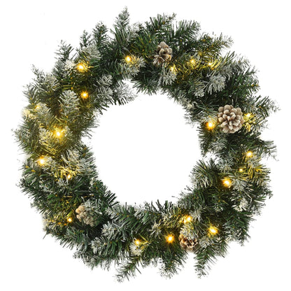 Ziemassvētku Vainags Ar Led Lampiņām, Zaļš, 60 Cm, Pvc
