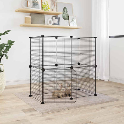 36 Paneļu Mājdzīvnieku Būris, Melns, 175X140X70 Cm, Tērauds