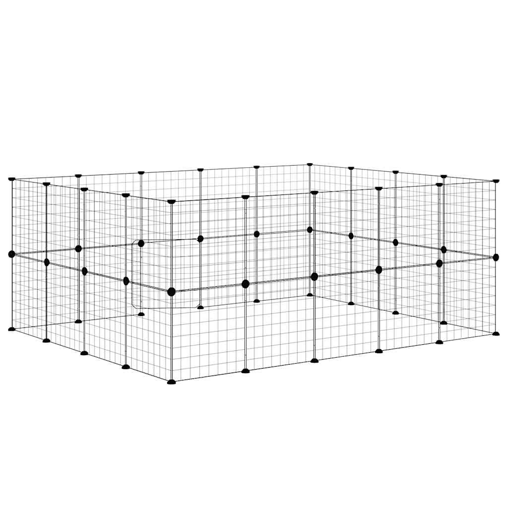 36 Paneļu Mājdzīvnieku Būris, Melns, 175X140X70 Cm, Tērauds
